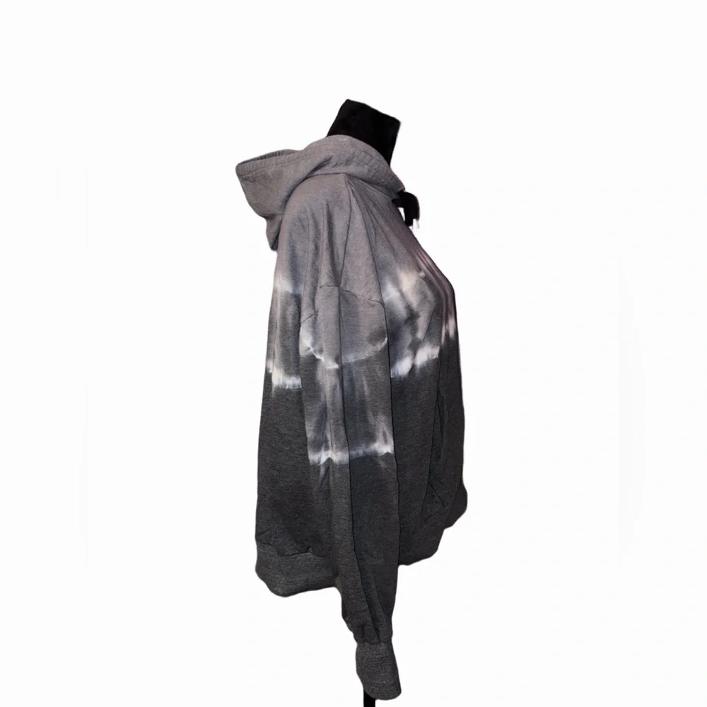 Bebe Sport Black White Tie Dye Hoodie Thumb Holes 2X & 3X